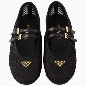 Prada Mesh Double Buckle Ballet Flats size 38.5